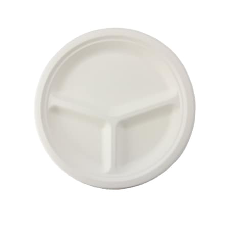 Stalk Market 9 in. 3-Compartment Round Plate, 500PK P012